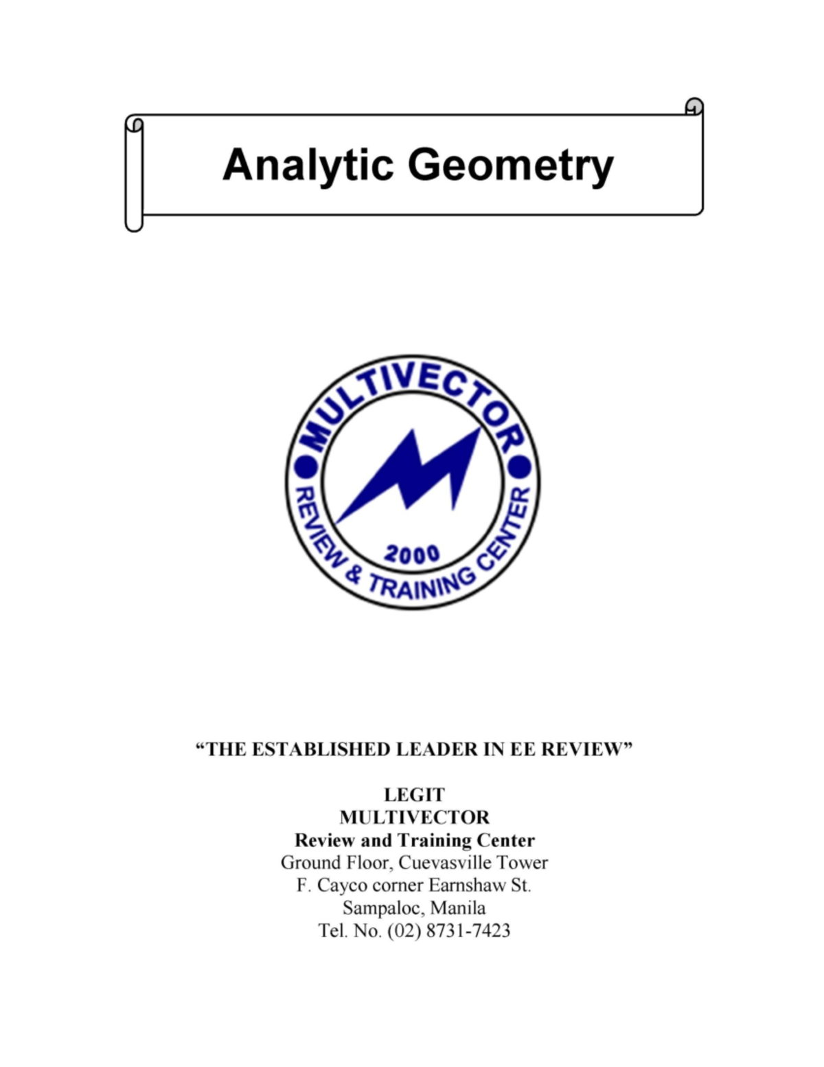Analytic Geometry Lecture Notes for Student Reference - Studocu