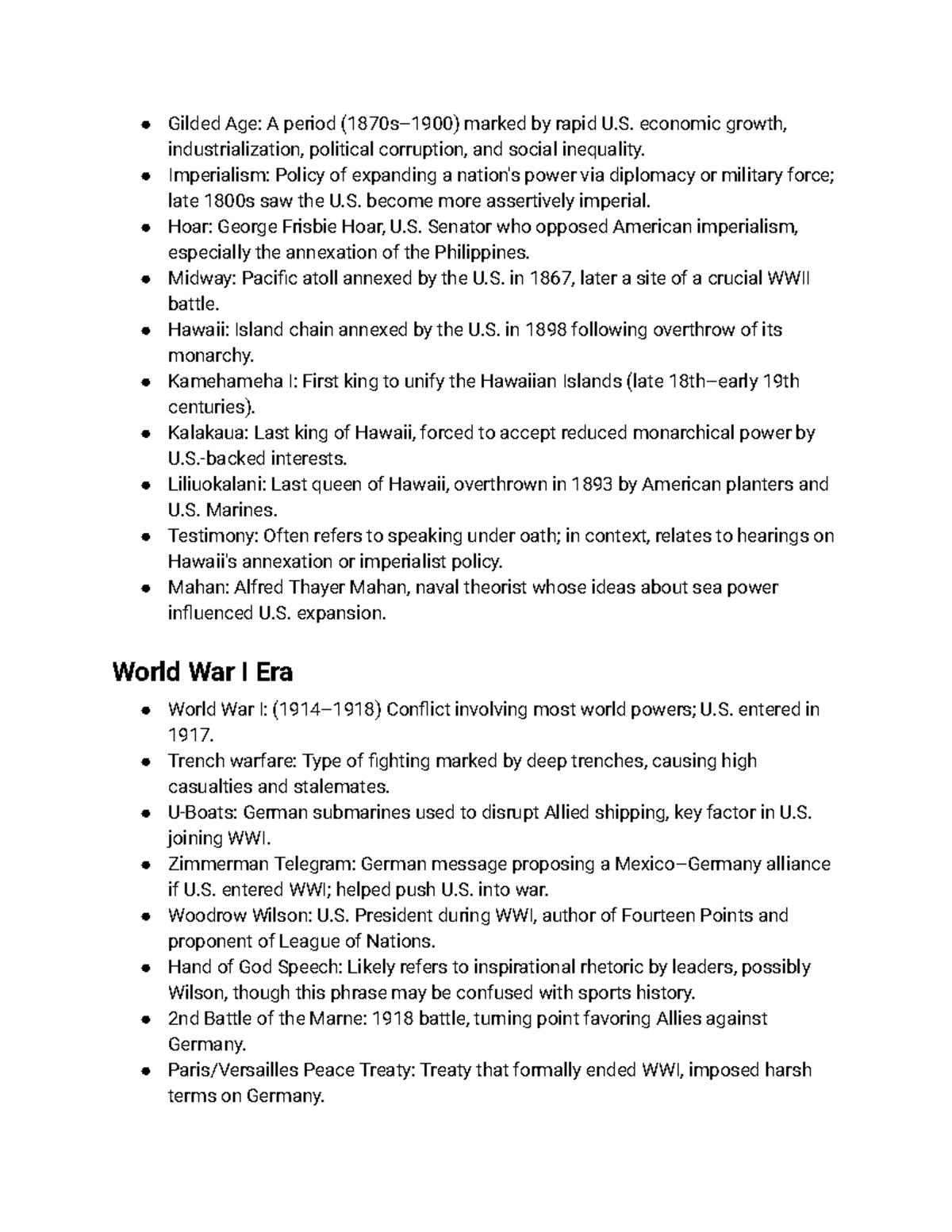 Interwar Years & WWII Key Terms Review (HIST 101) - Studocu