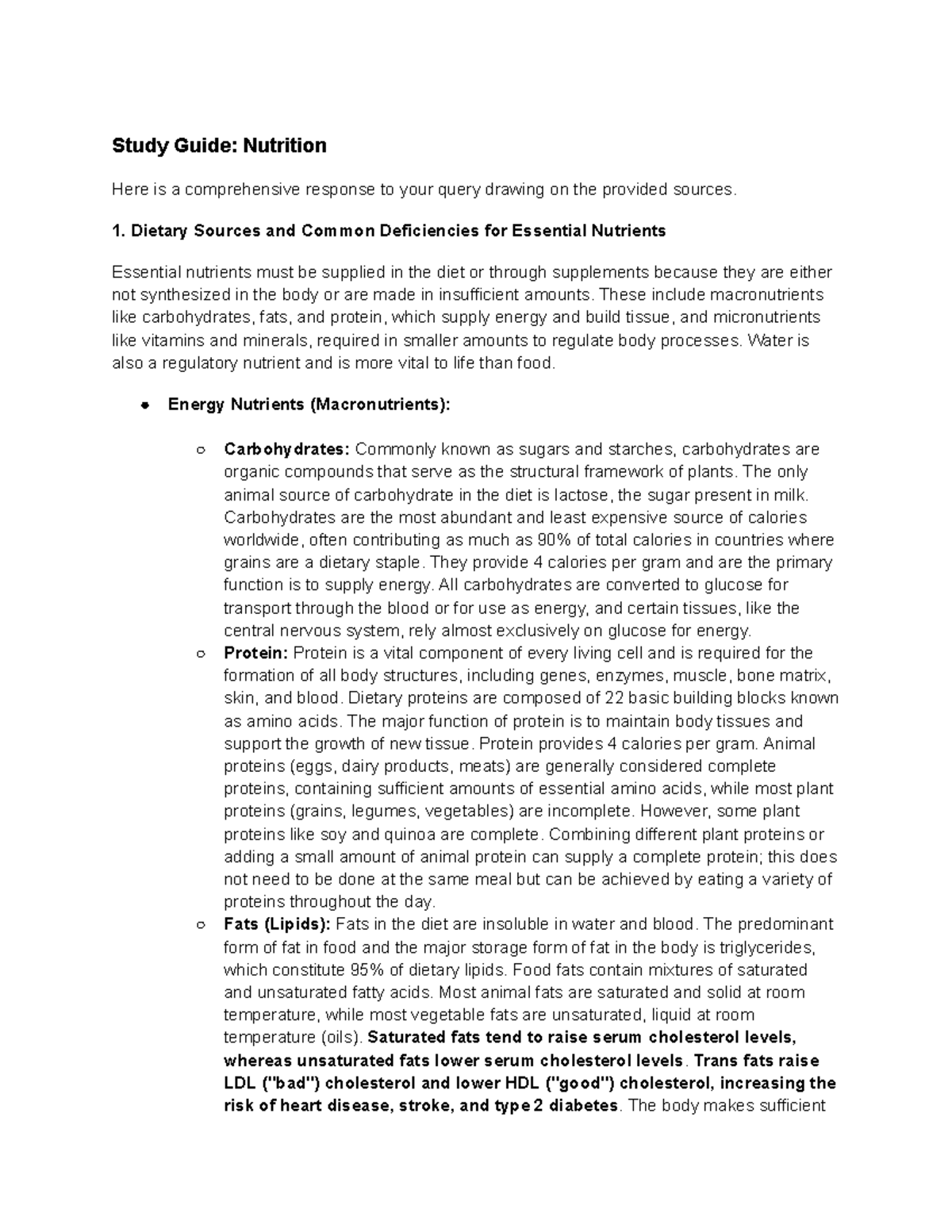 Study Guide: Nutrition (NUTR 101) - Key Concepts and Nursing Care - Studocu