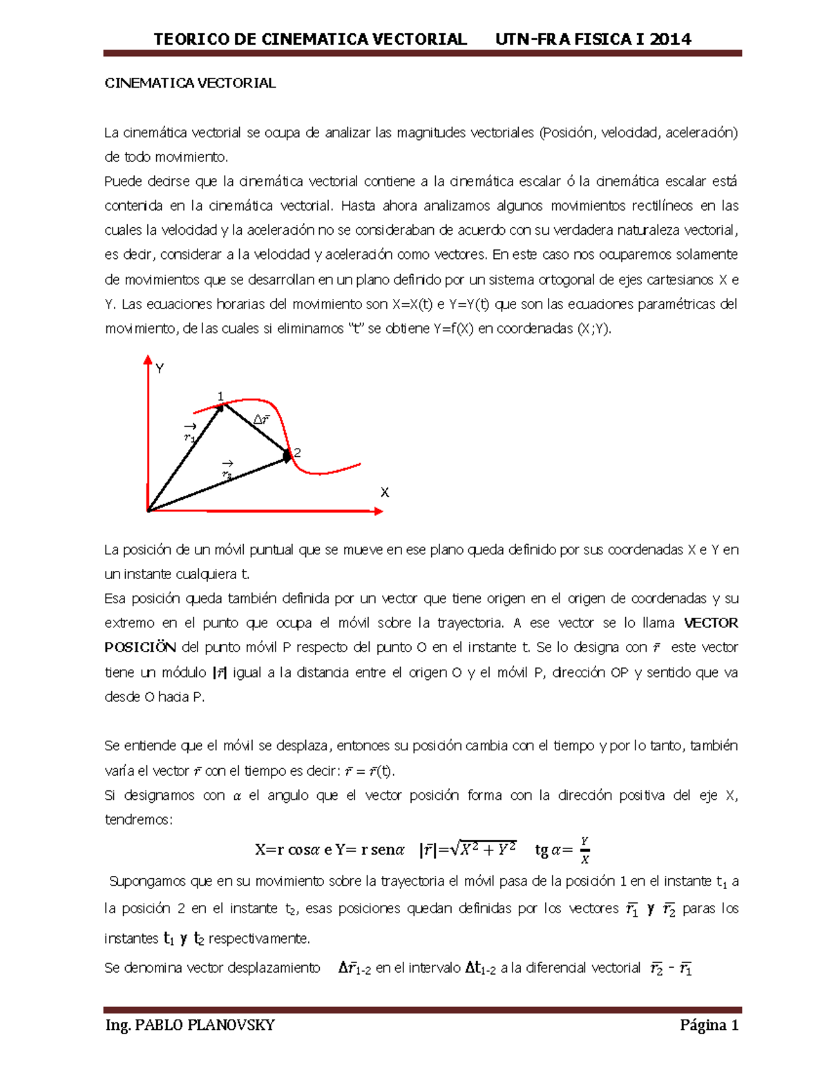 Cinematica Vectorial - TEORICO DE CINEMATICA VECTORIAL FISICA I 2014 ...