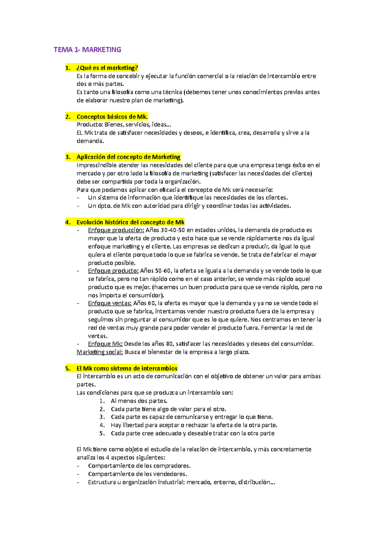 Tema 1 - Marketing: Resumen Detallado y Conceptos Clave de la Materia ...