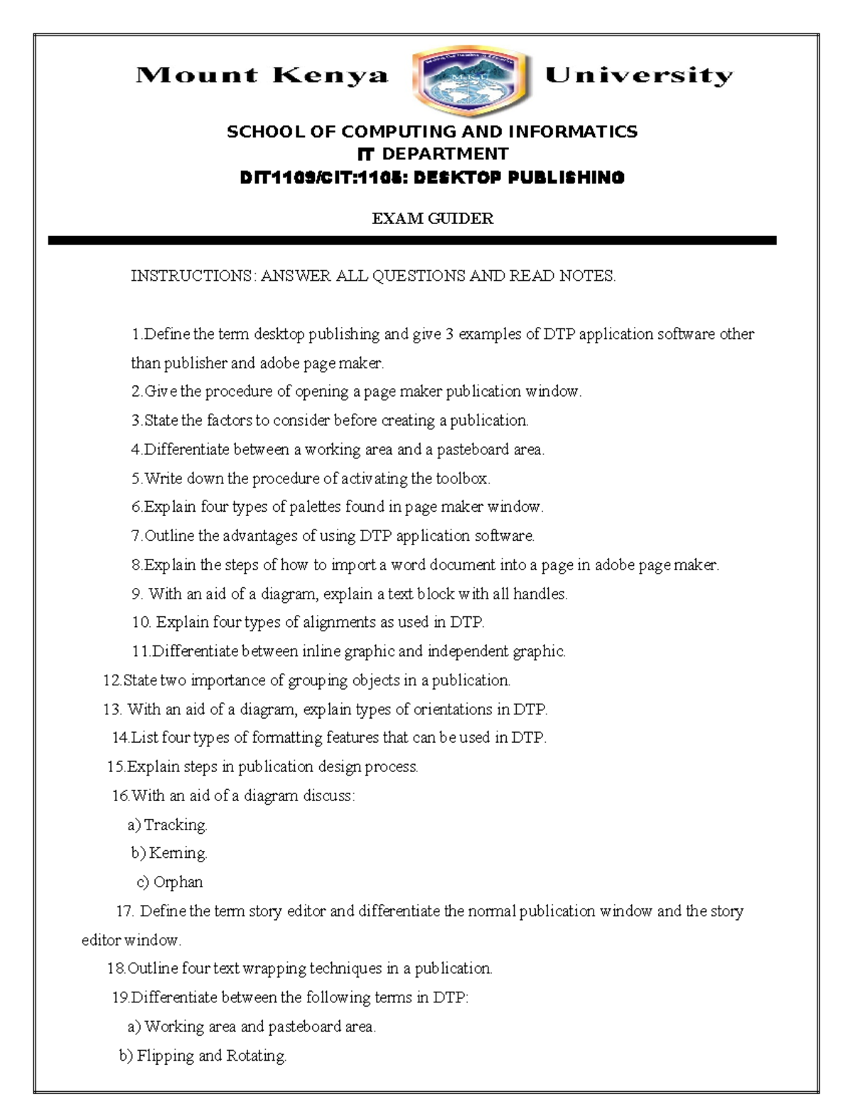 ITD 101 Desktop Publishing Final Exam Guide: Key Concepts &amp; Procedures ...