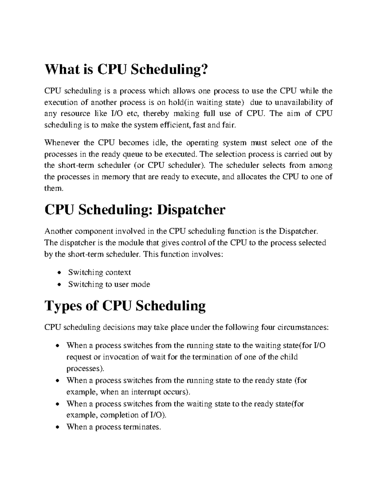 Operating system unit II: Understanding CPU scheduling and process ...