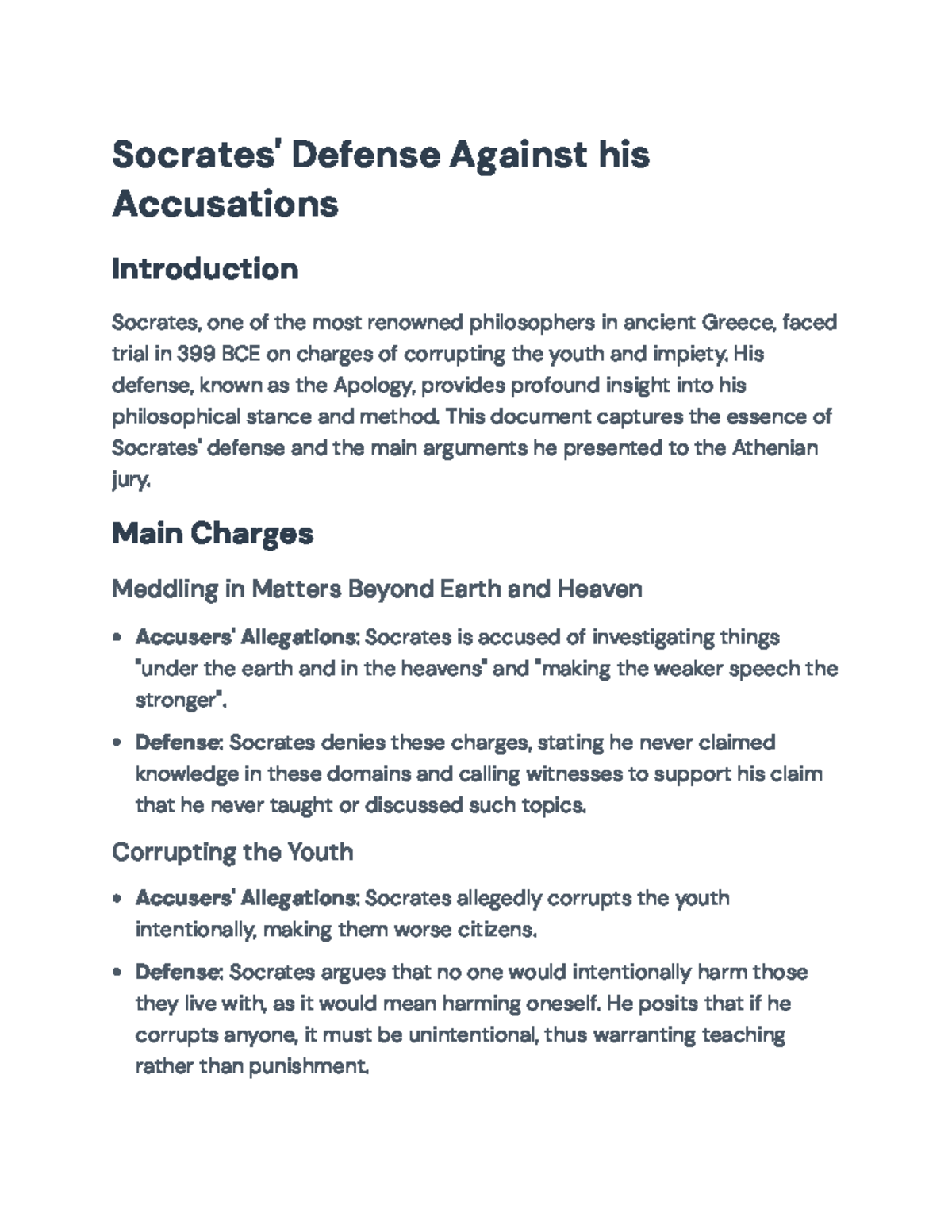 Socrates' Defense: Insights from the Apology (PHIL 101 Lecture Notes ...