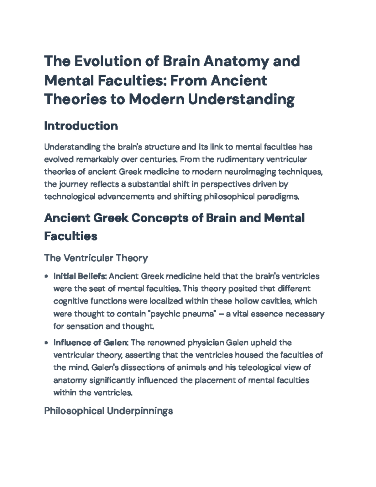 The Evolution of Brain Anatomy and Mental Faculties: Historical ...