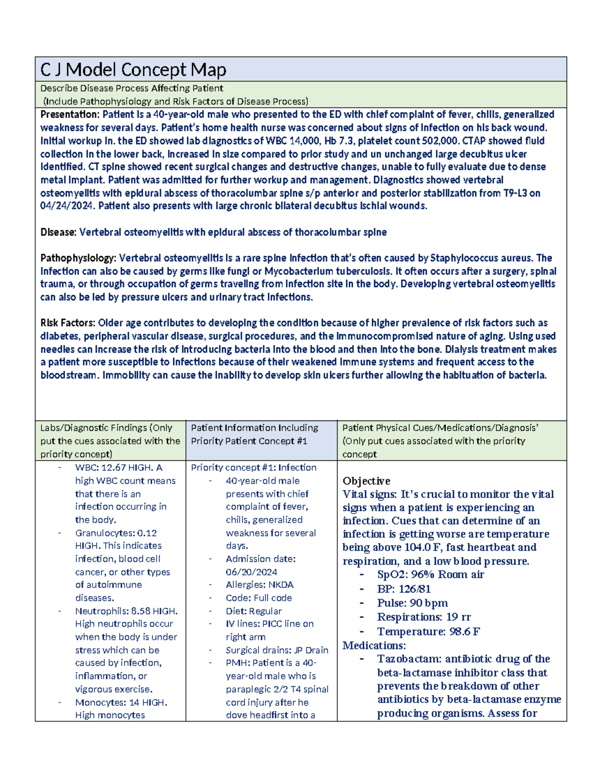 C J Model Concept Map Patient 3 - C J Model Concept Map Describe ...