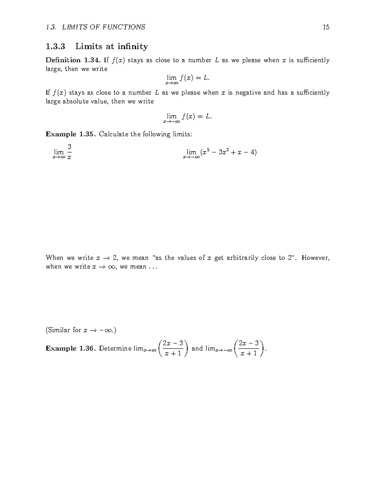 Limits of Functions: Understanding Limits at Infinity (Notes 4) - Studocu