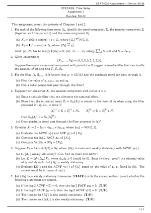 Time series - STAT4005 - Studocu