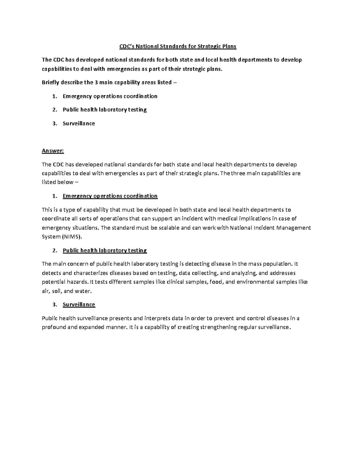 Discussion 2.2 - CDC National Standards for Emergency Plans - Studocu