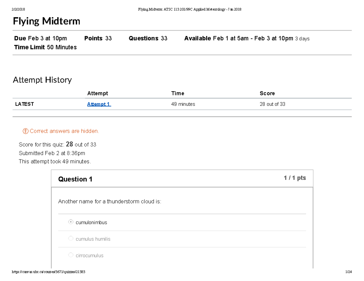 Flying Midterm ATSC 113 201 99C Applied Meteorology Jan 2018 - ATSC 113 ...