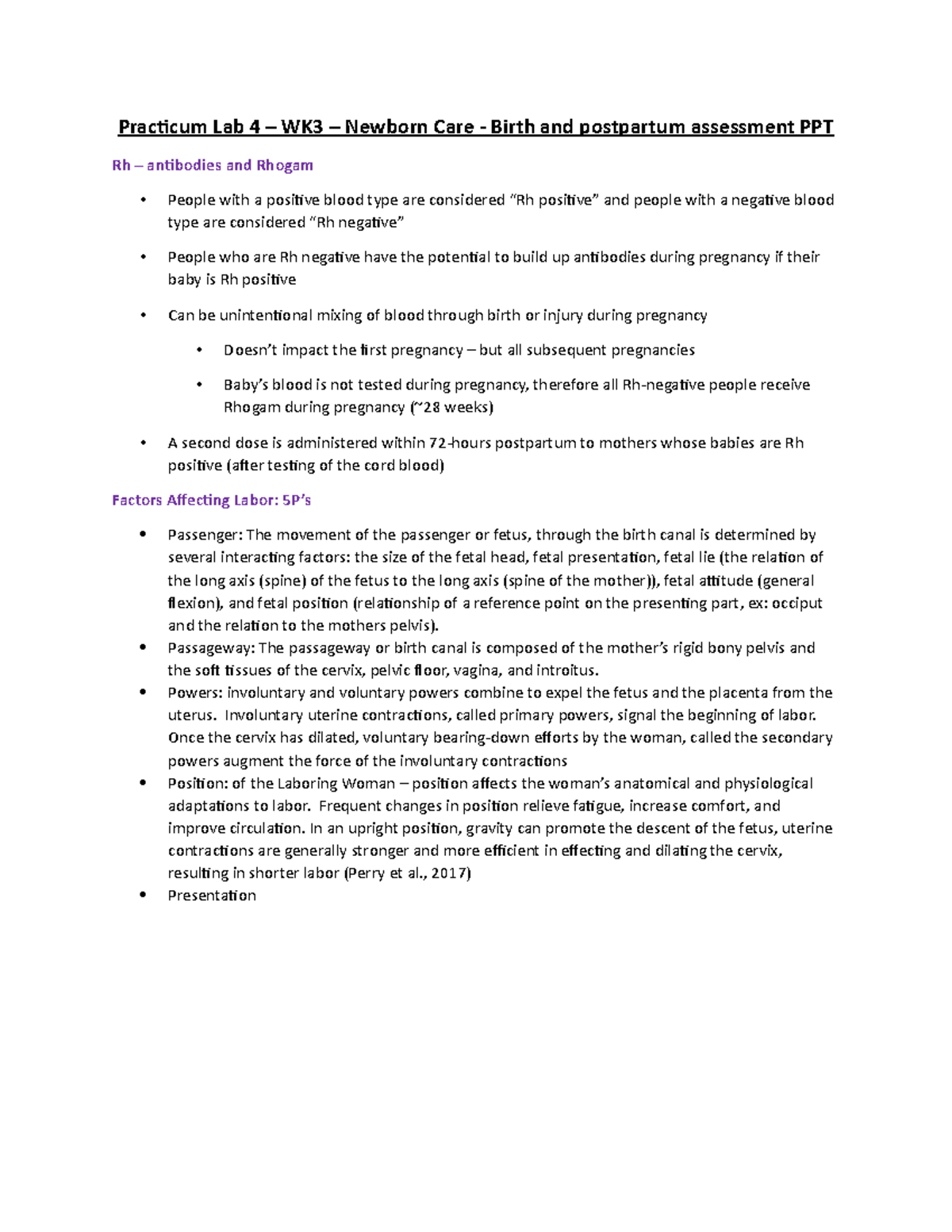 Practicum Lab 4-WK3 - Lecture notes - Practicum Lab 4 – WK3 – Newborn ...
