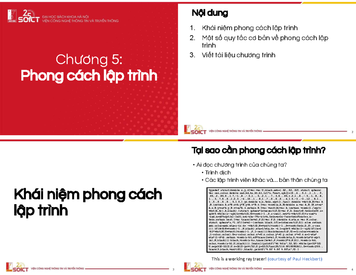Lec5: Phong cách lập trình - Quy tắc và Hướng dẫn Cơ bản - Studocu
