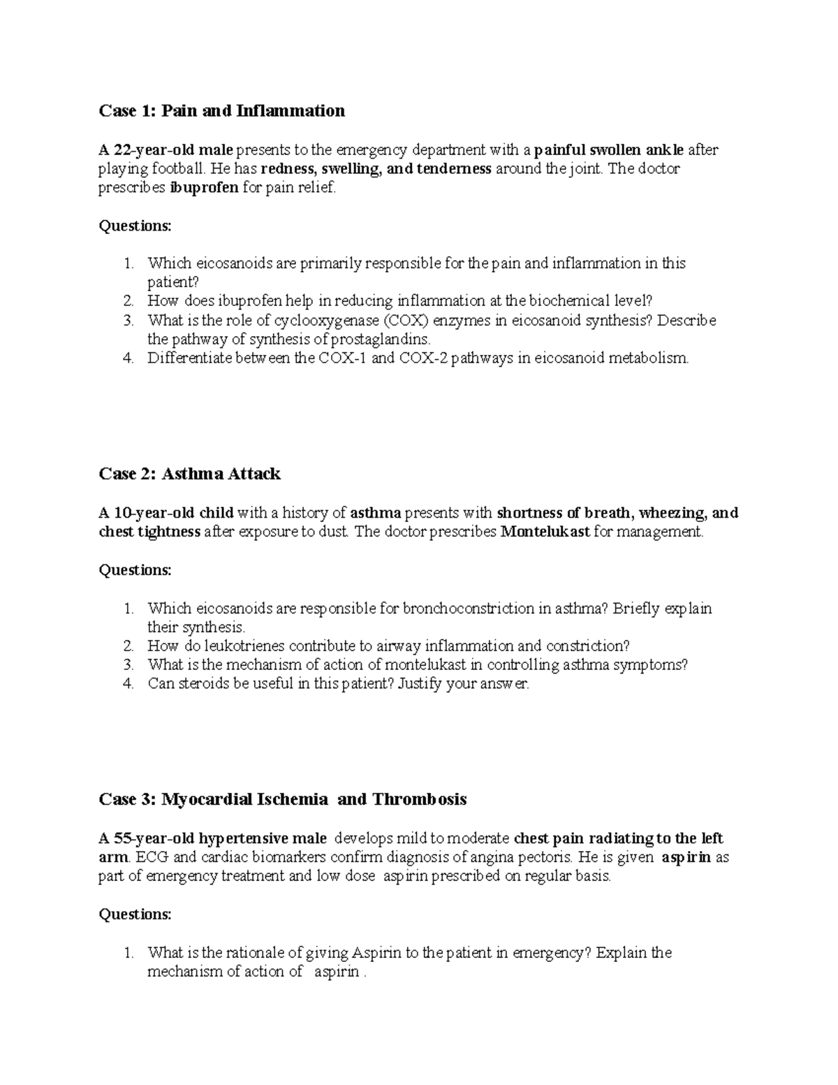 Cases in Pain, Inflammation & Asthma Management - Flipped Classroom ...