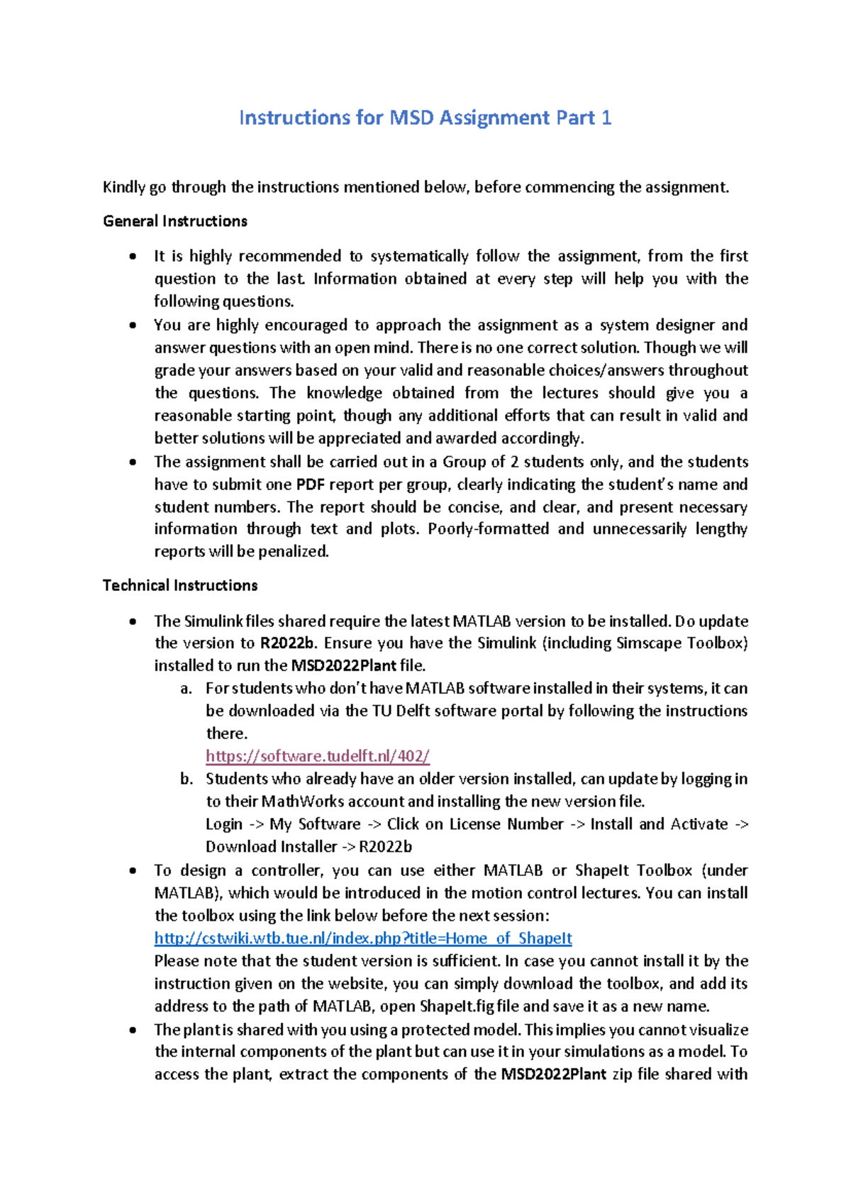 MSD Assignment Part 1 Instructions for Group Submission - Studeersnel