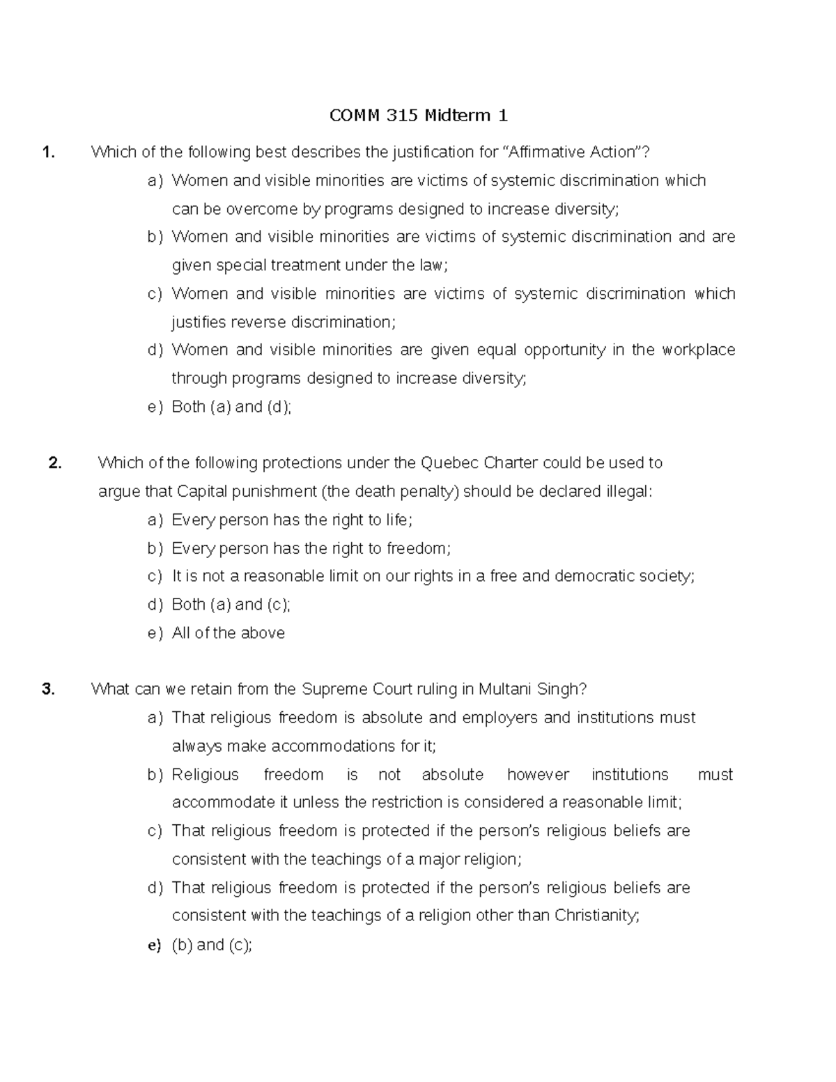 COMM 315 Midterm 1: Key Concepts and Sample Questions - Studocu