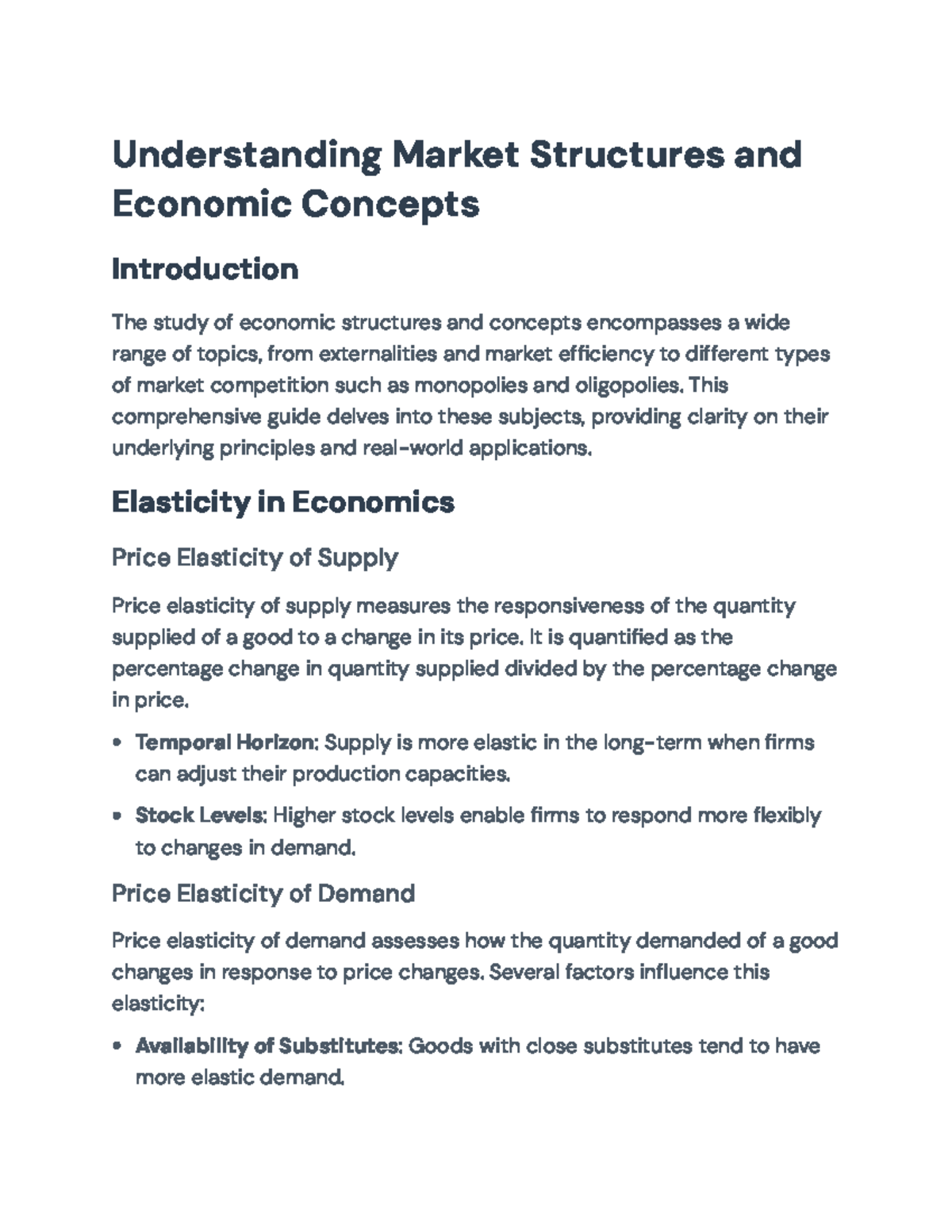 Economic Market Structures and Concepts Overview - Understanding Market ...