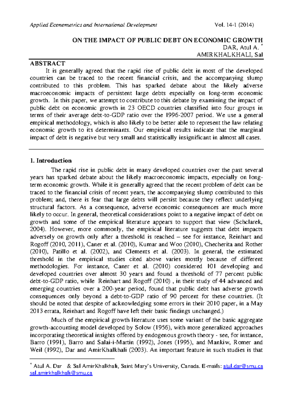 Aeid1412 - The Impact of Public Debt on Economic Growth in OECD ...