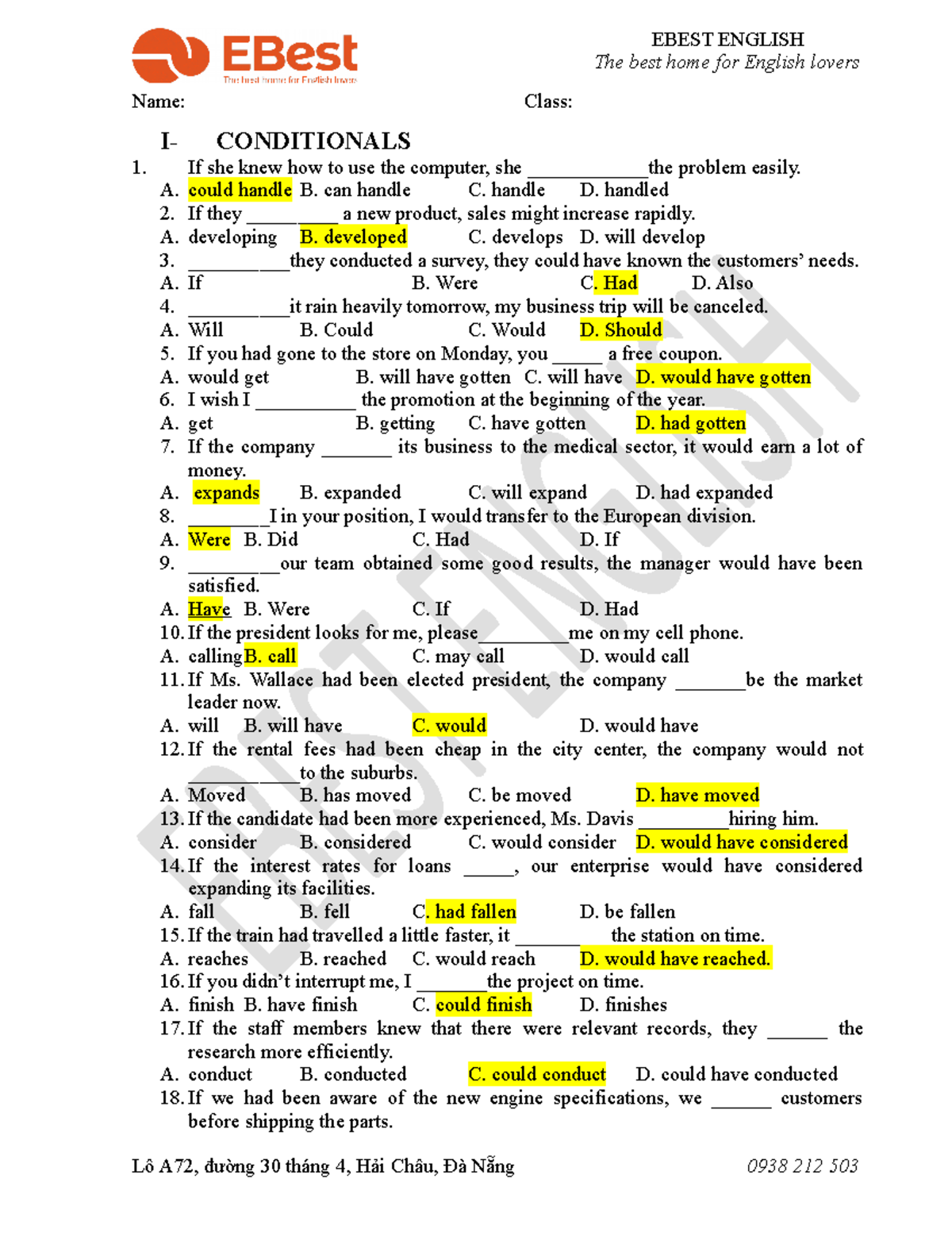Conditionals & Participles Practice Quiz: ENG101 Chapter Review - Studocu