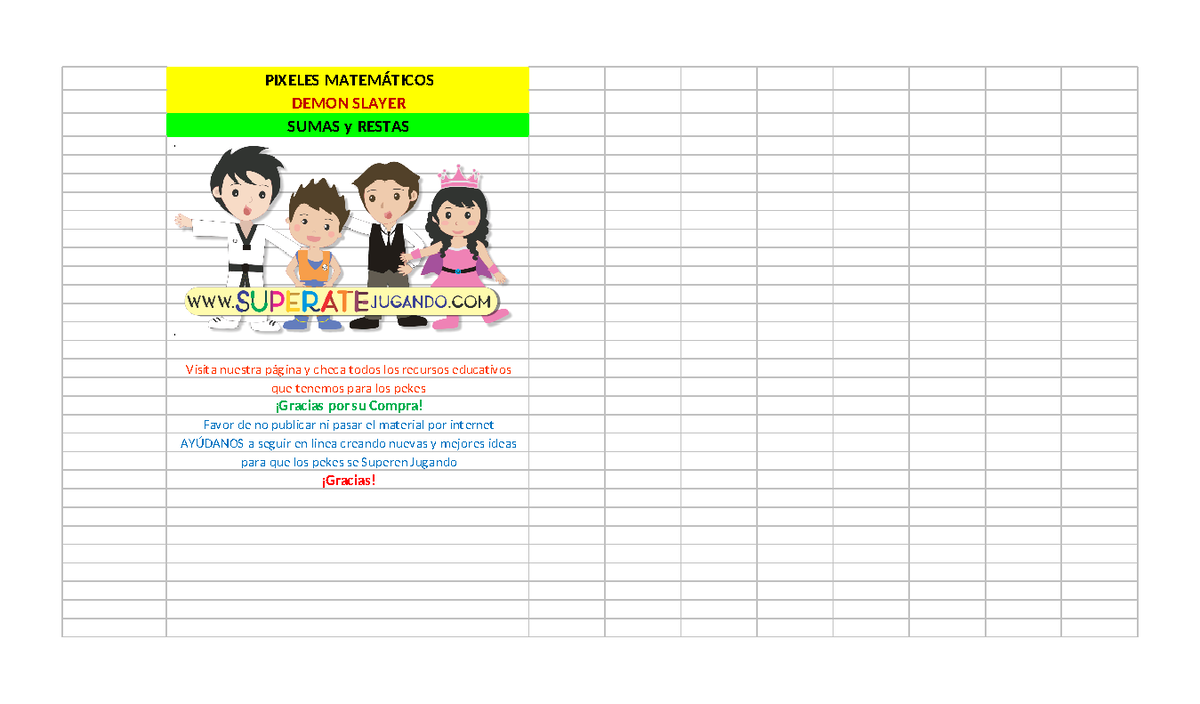 Sumas y Restas con Personajes de Demon Slayer para Niños - Document Preview