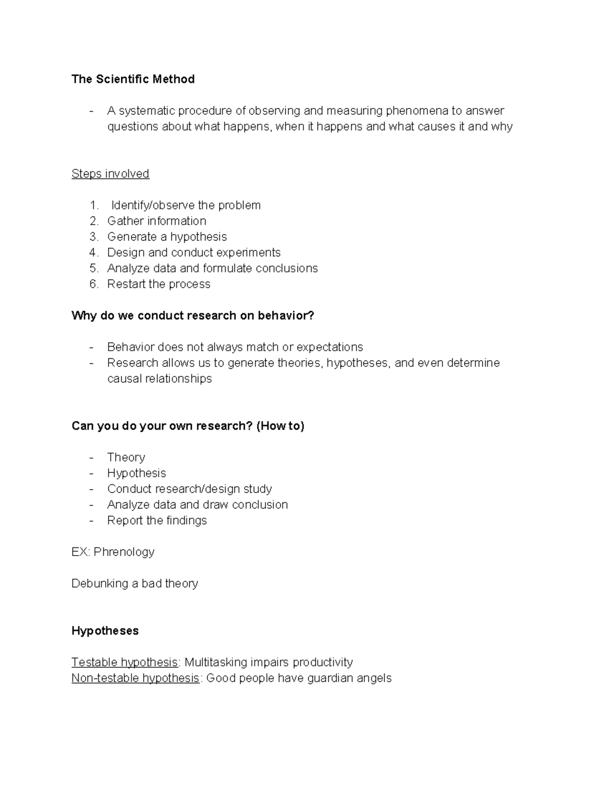 Ch2 Research Methods Comprehensive Notes On The Scientific Method