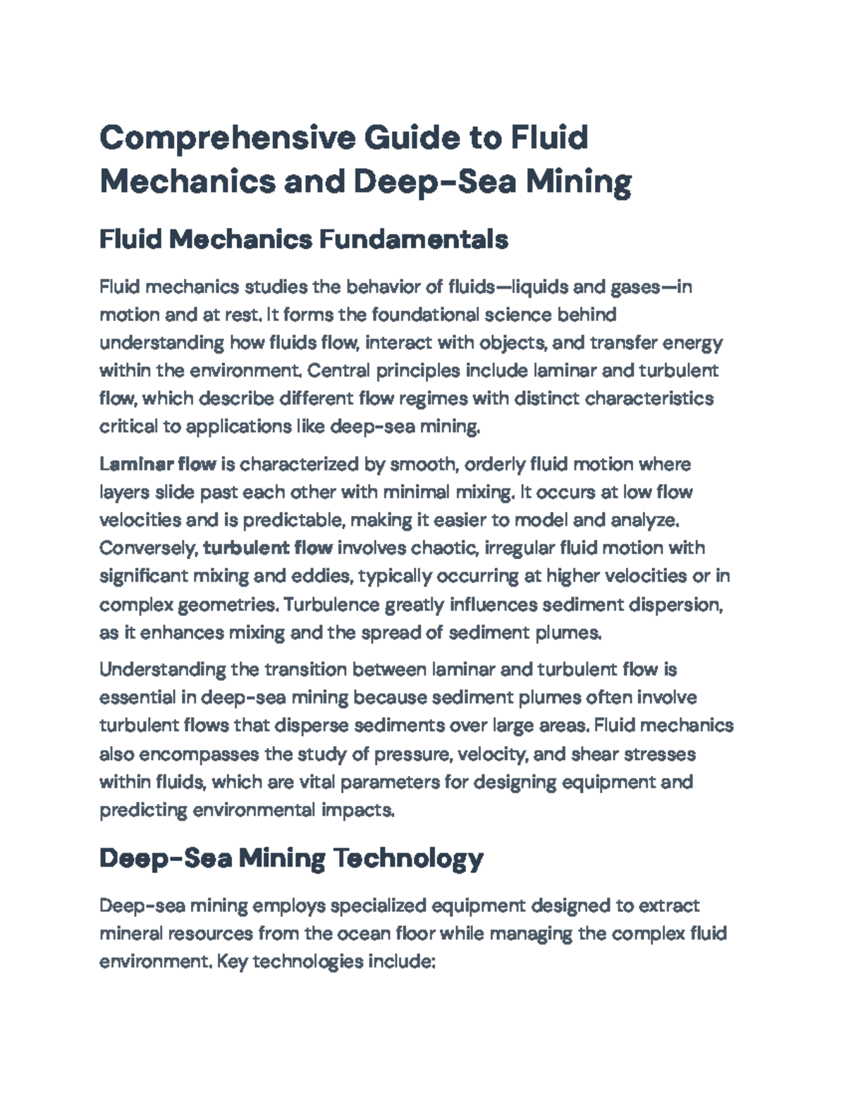 Comprehensive Overview of Ocean Dynamics in Deep-Sea Mining (ENG 301 ...
