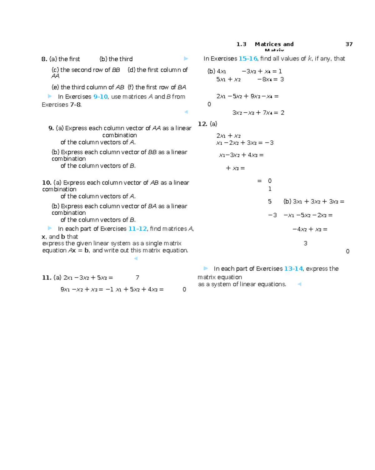 Chapter 1: Systems of Linear Equations and Matrices (037) - Studocu