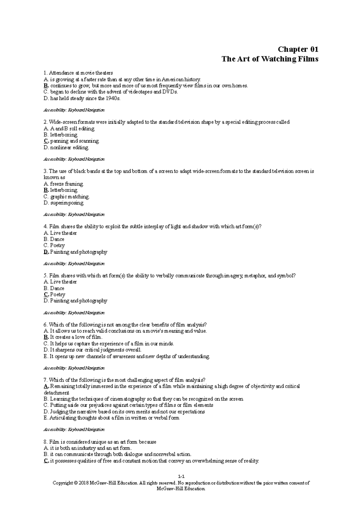 Chapter 01 The Art of Watching Films Analysis and Insights