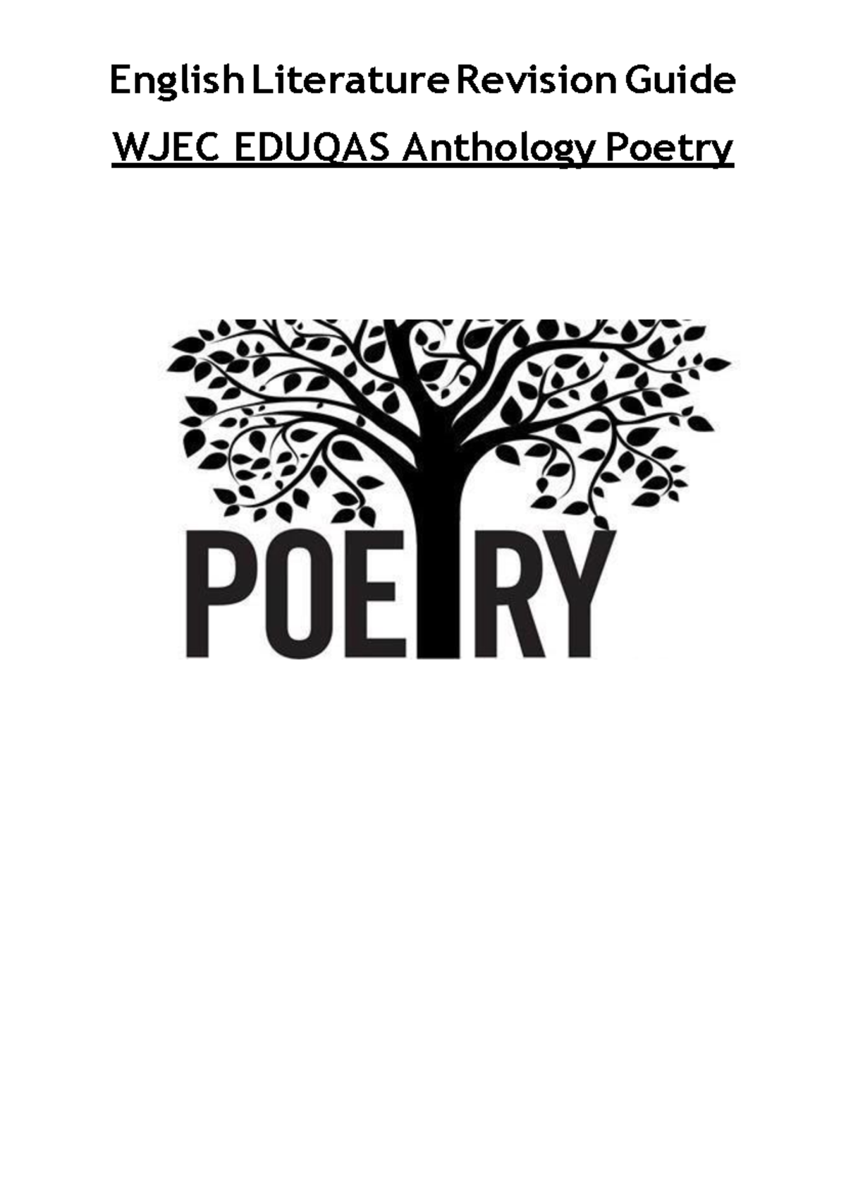 English Literature Poetry Revision Guide WJEC EDUQAS Anthology Analysis ...