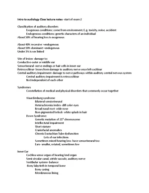 Intro to audiology lecture notes exam 3 - Intro to audiology- exam 3 ...