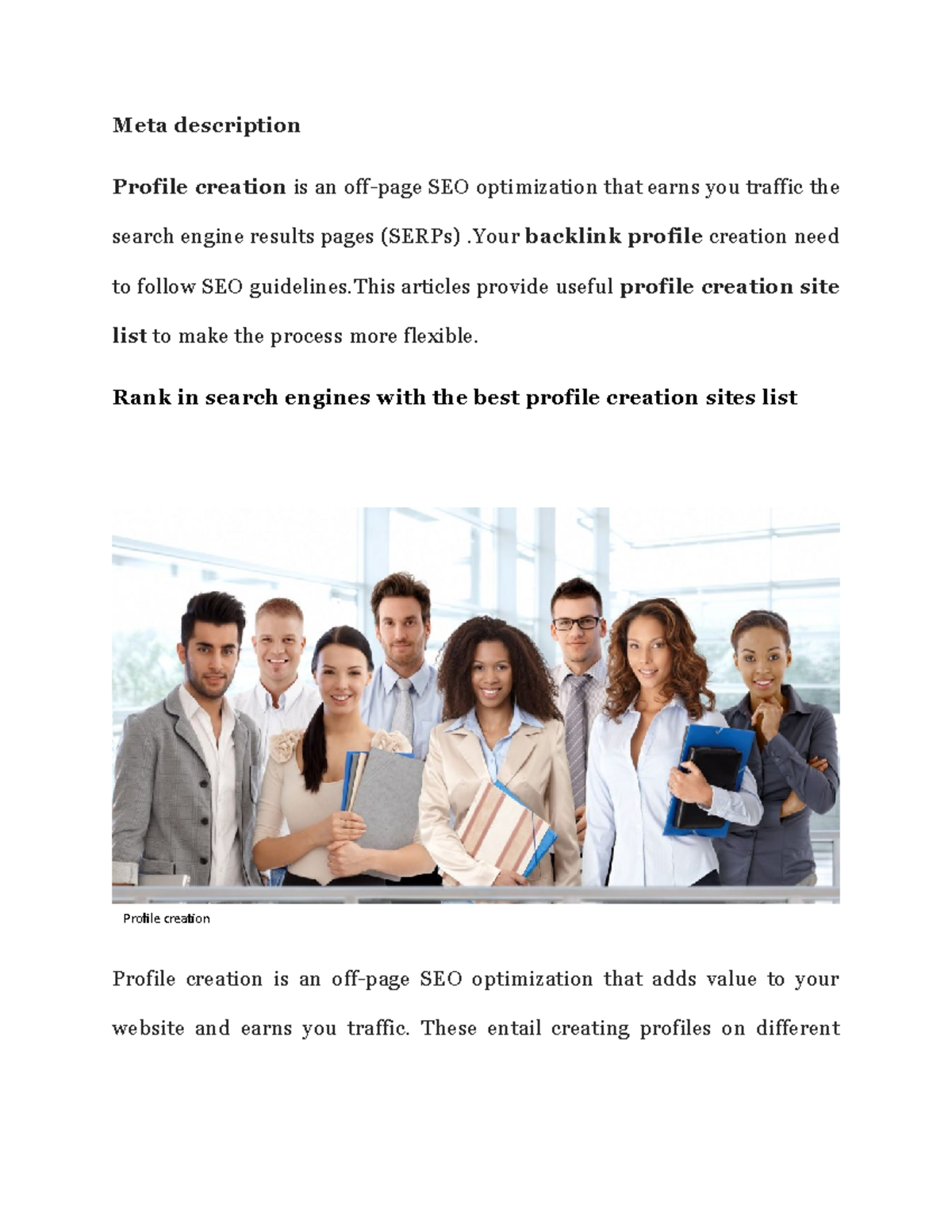 What is profile creation seo - Meta description Profile creation is an ...