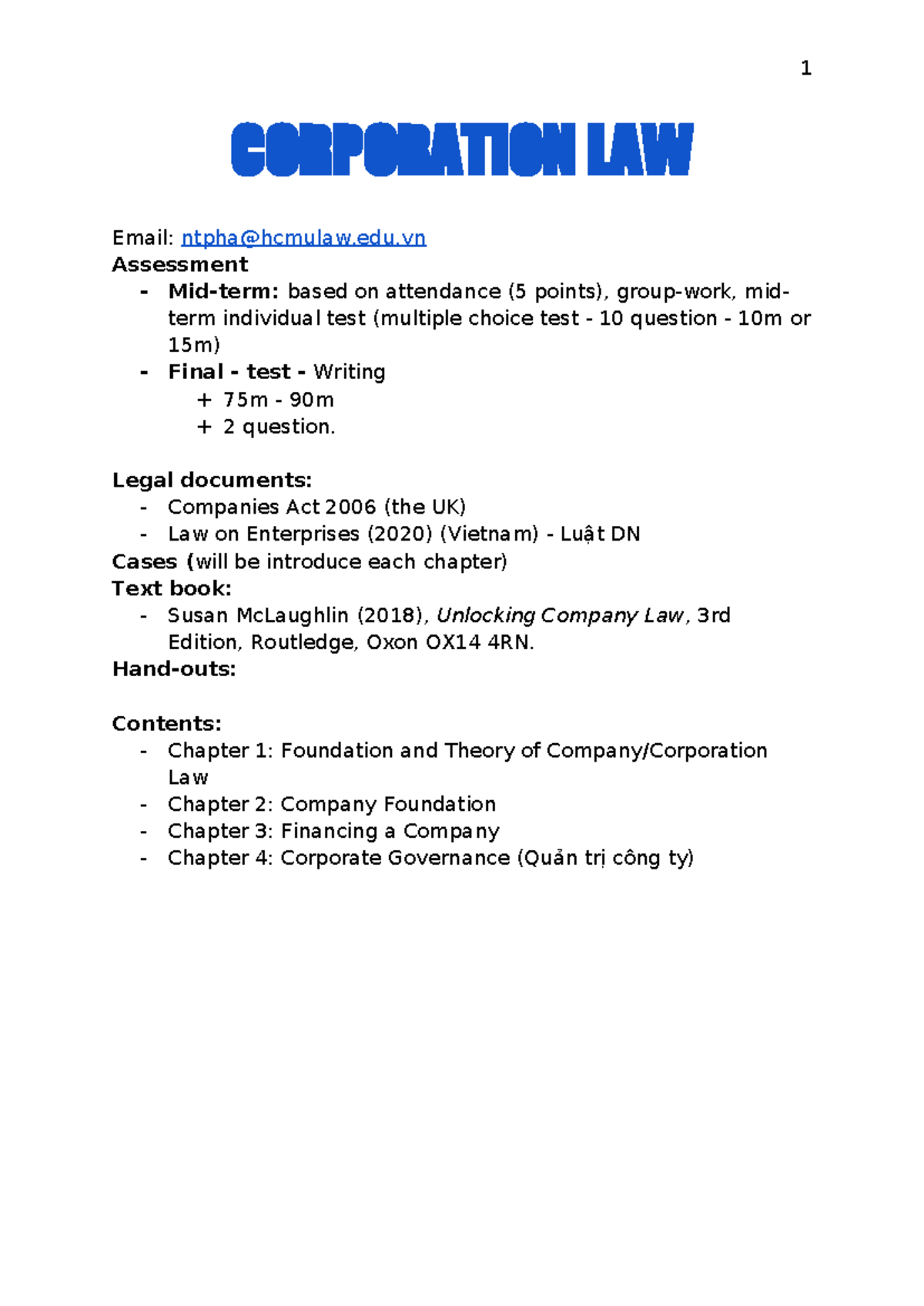 Corporation Law Midterm & Final Exam Guide - Course Code: LAW101 - Studocu