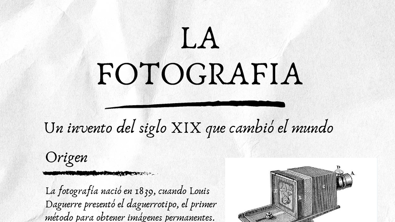 La Fotografía: Un Invento del Siglo XIX que Transformó el Mundo - Studocu