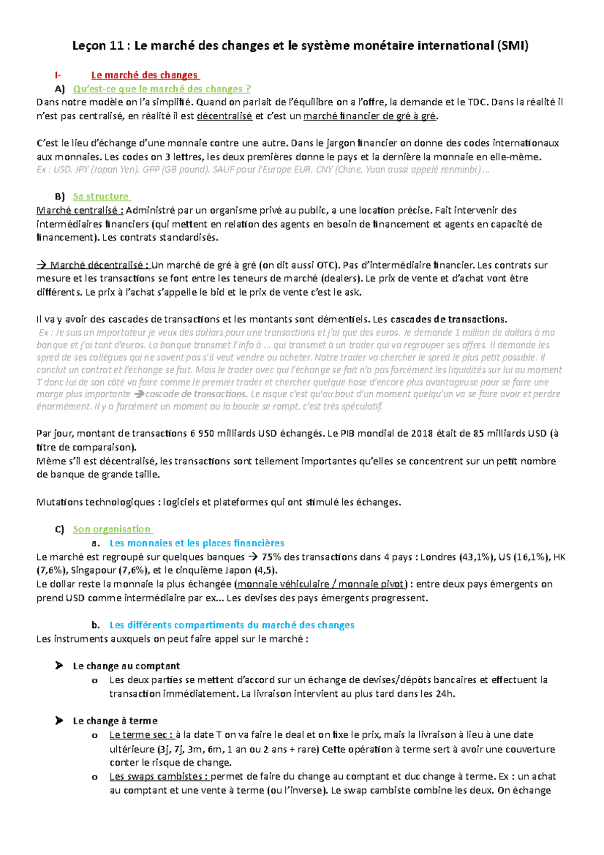 L2S2-Leçon 11 - Marché des changes et Système monétaire international ...
