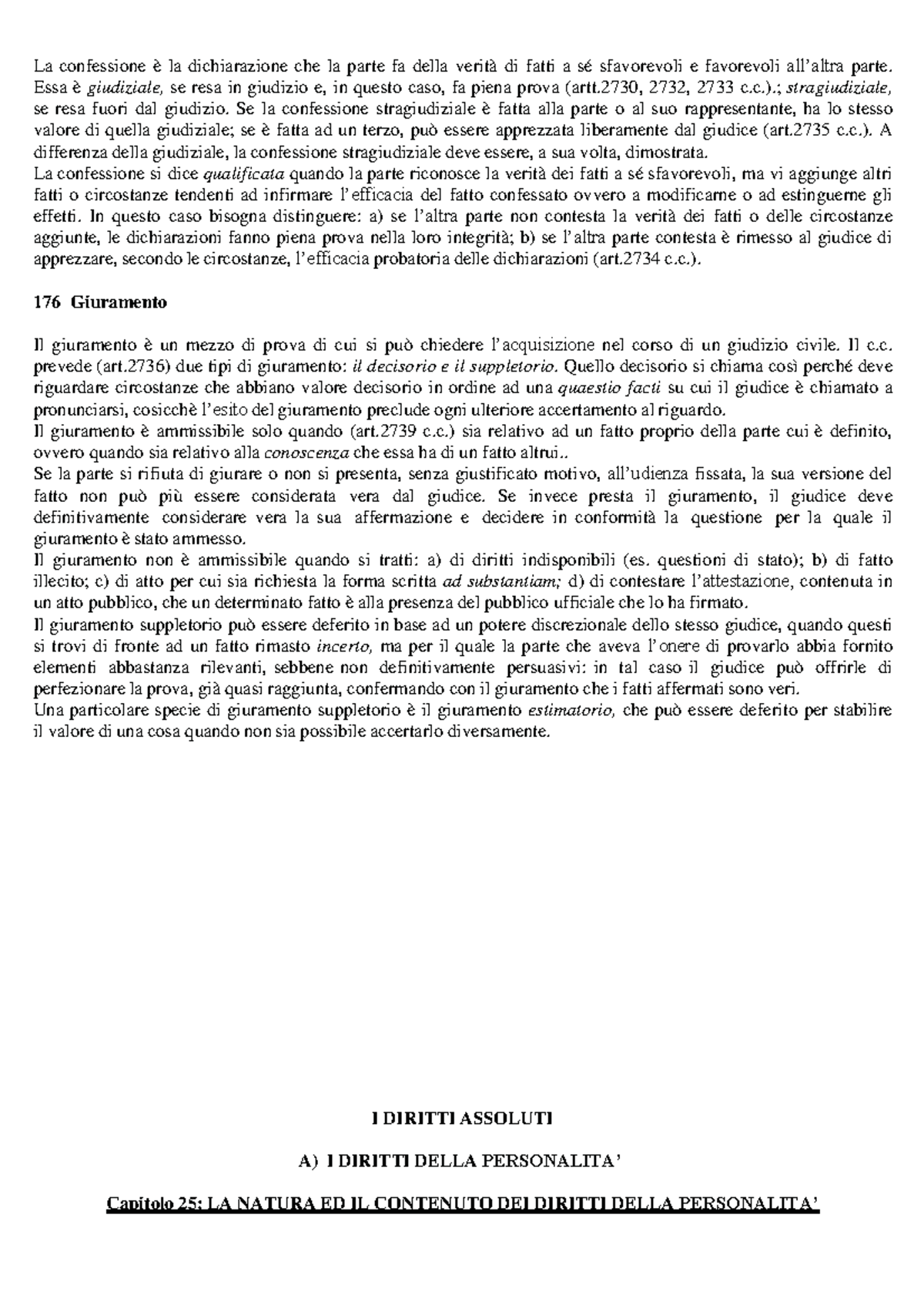 Riassunto Diritto Privato Parte 2 di 3: Confessione e Giuramento - Document Preview