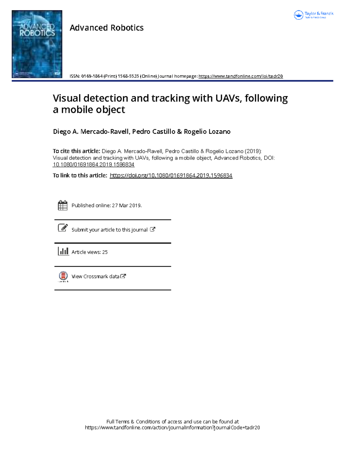 Visual Detection and Tracking with UAVs: A Case Study on Mobile Objects ...