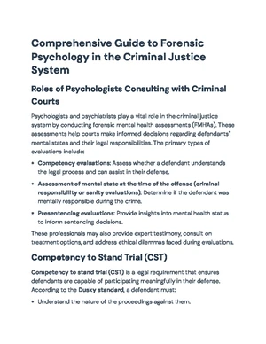 Forensic Psychology - Study Notes & Assignments - Studocu