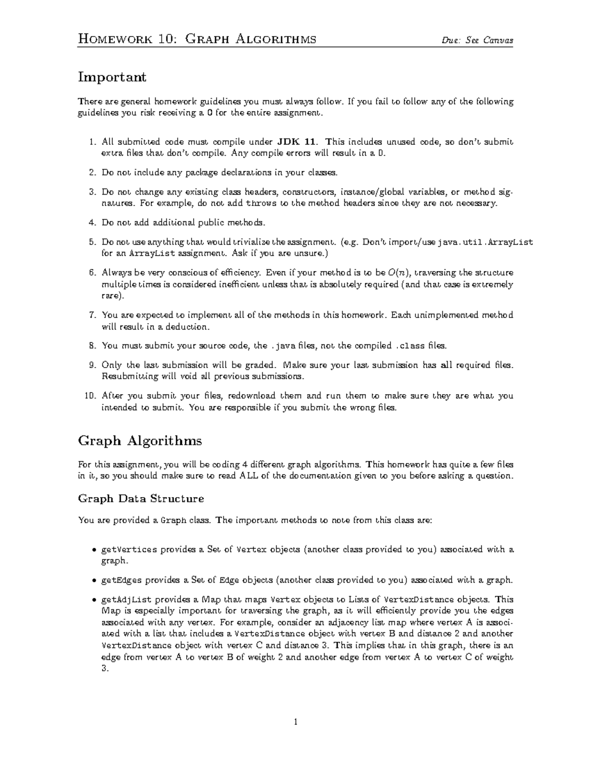 CS 1332 - Homework 10: Graph Algorithms Instructions and Guidelines ...