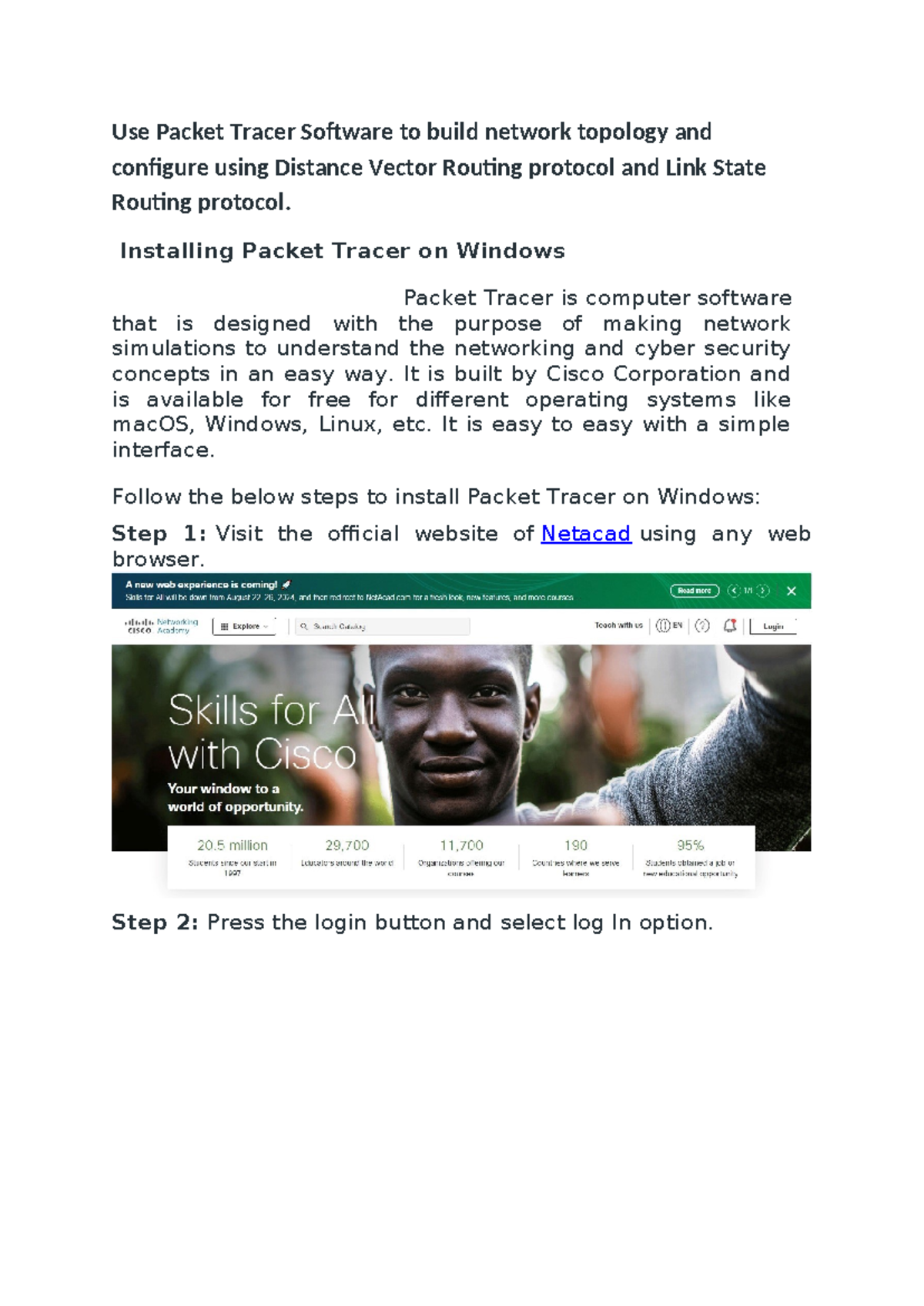 Packet Tracer Setup & Distance Vector Routing Protocol Demo - NTG - Studocu