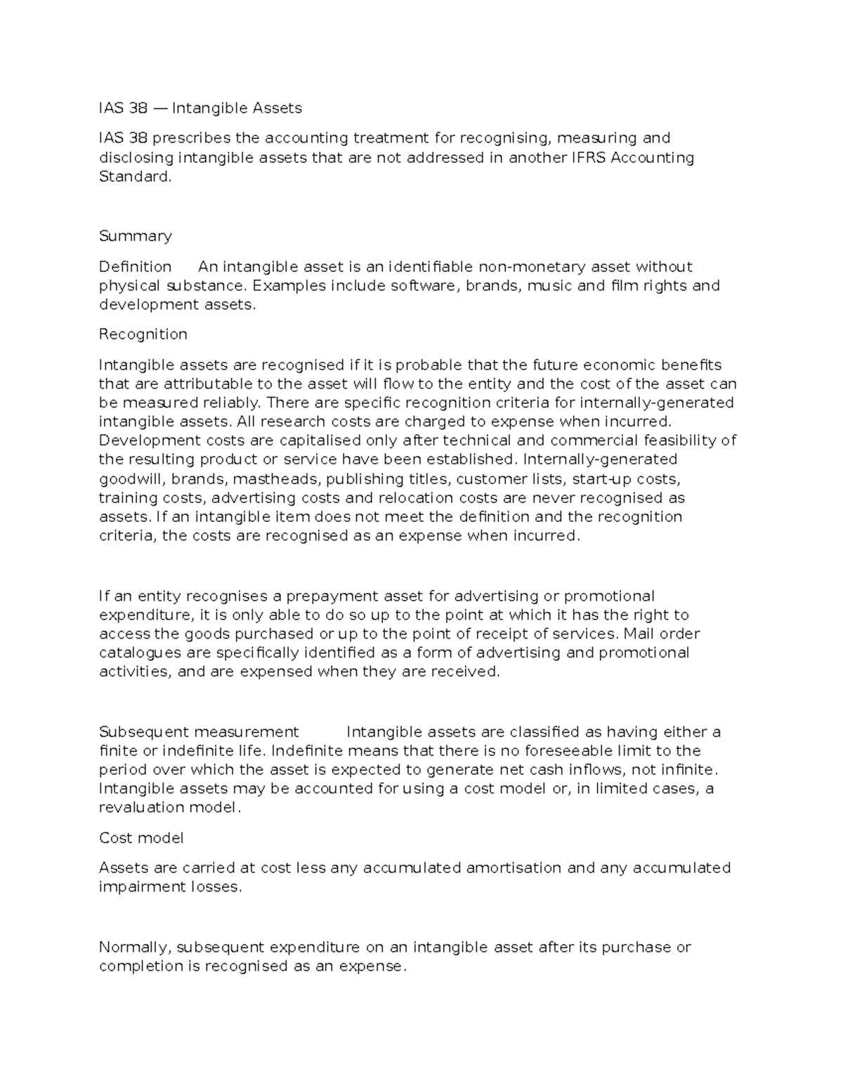 IAS 38 - Accounting for Intangible Assets: Recognition & Measurement ...