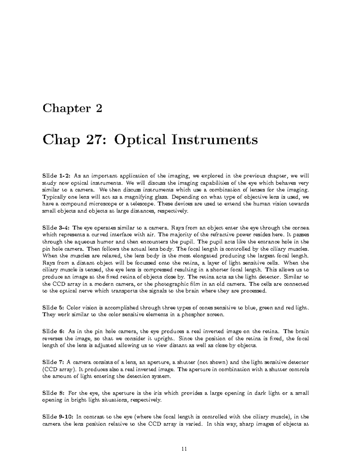 Optical Instruments Overview: CH 27 Imaging Concepts & Applications ...
