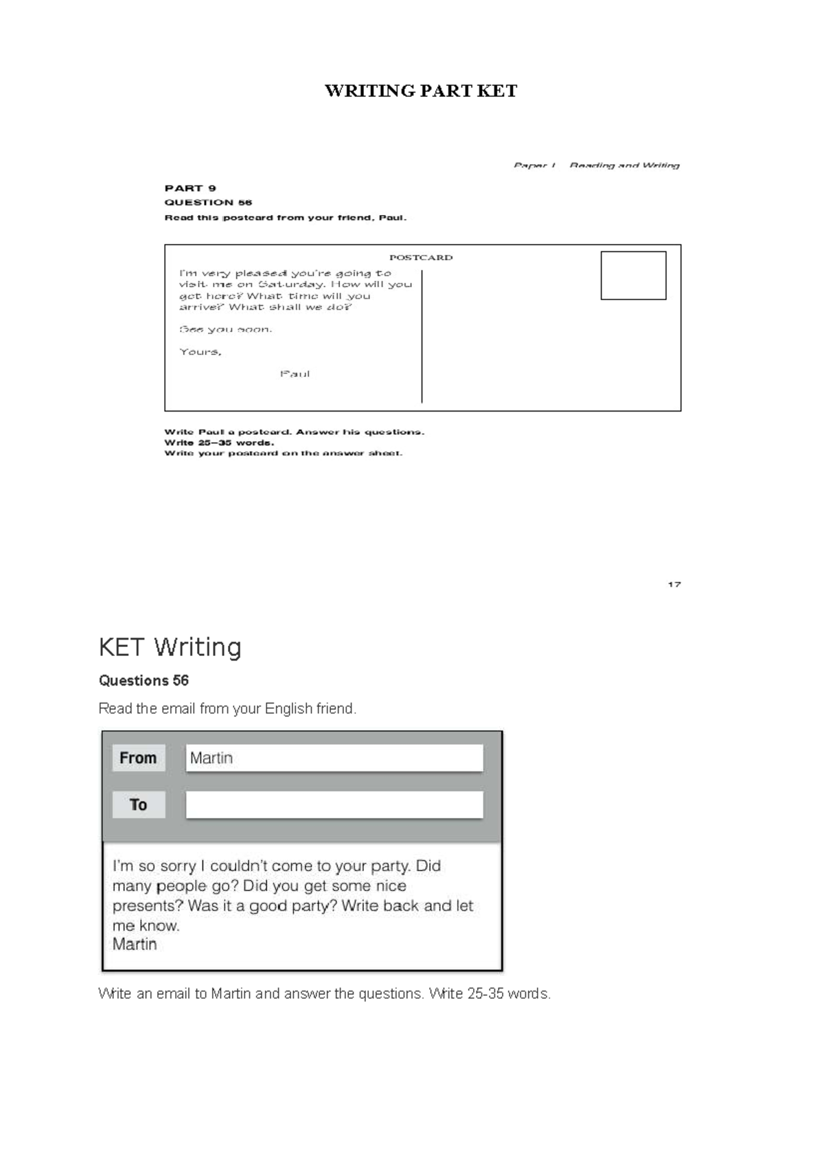 337503210 Writing Part Ket - English 11 - WRITING PART KET KET Writing ...