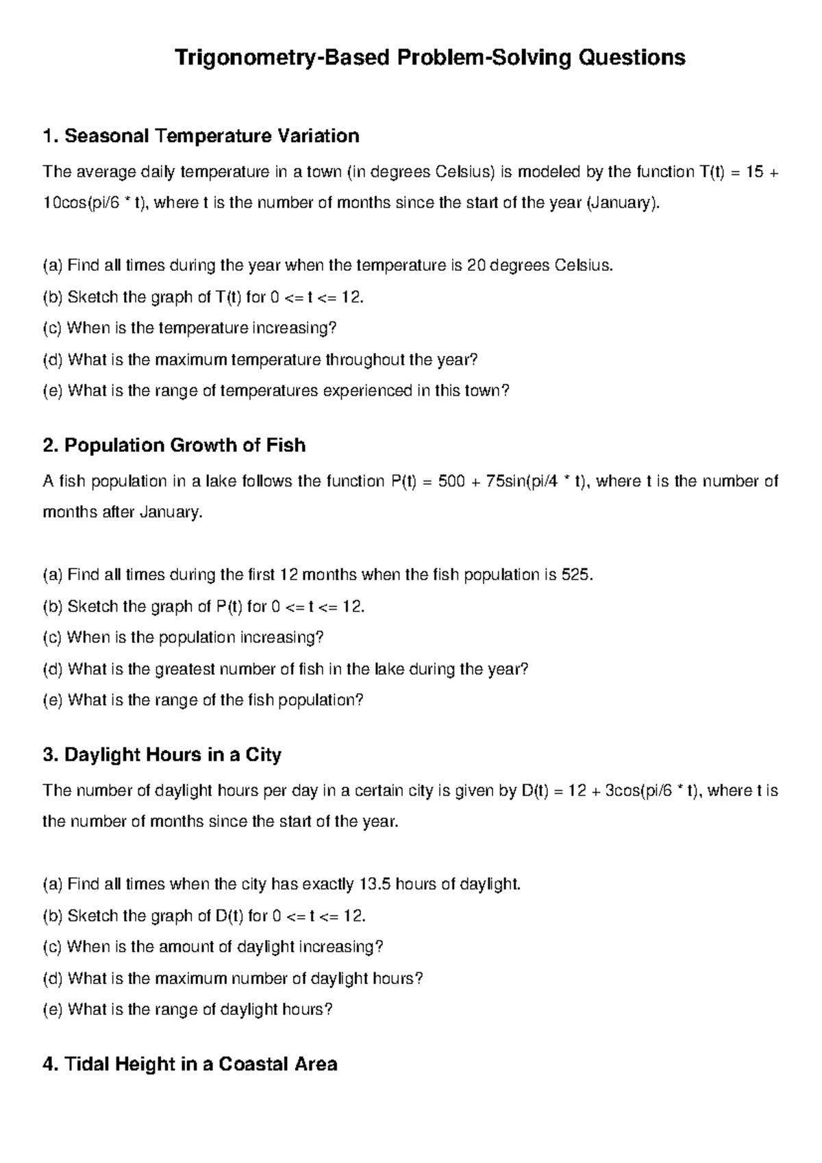 Trigonometry Problem Solving Questions - Trigonometry-Based Problem ...