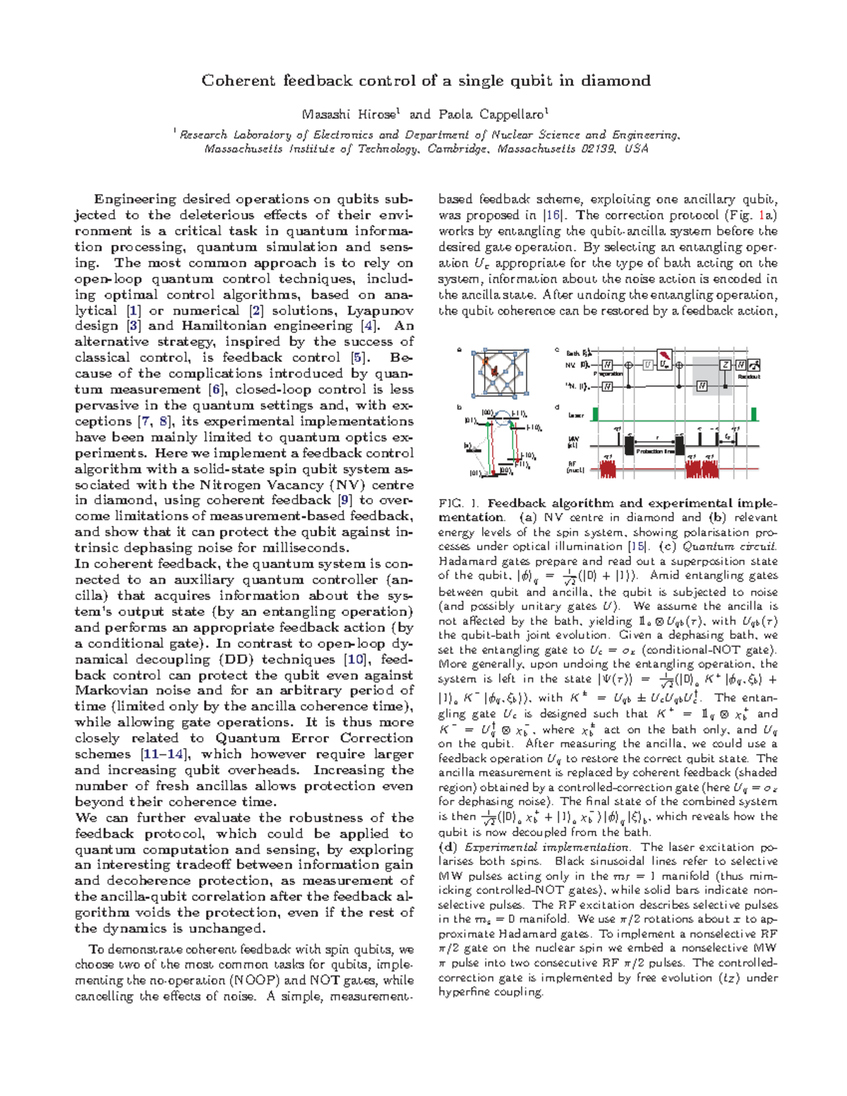 Coherent Feedback Control of a Single Qubit in Diamond: Insights and ...