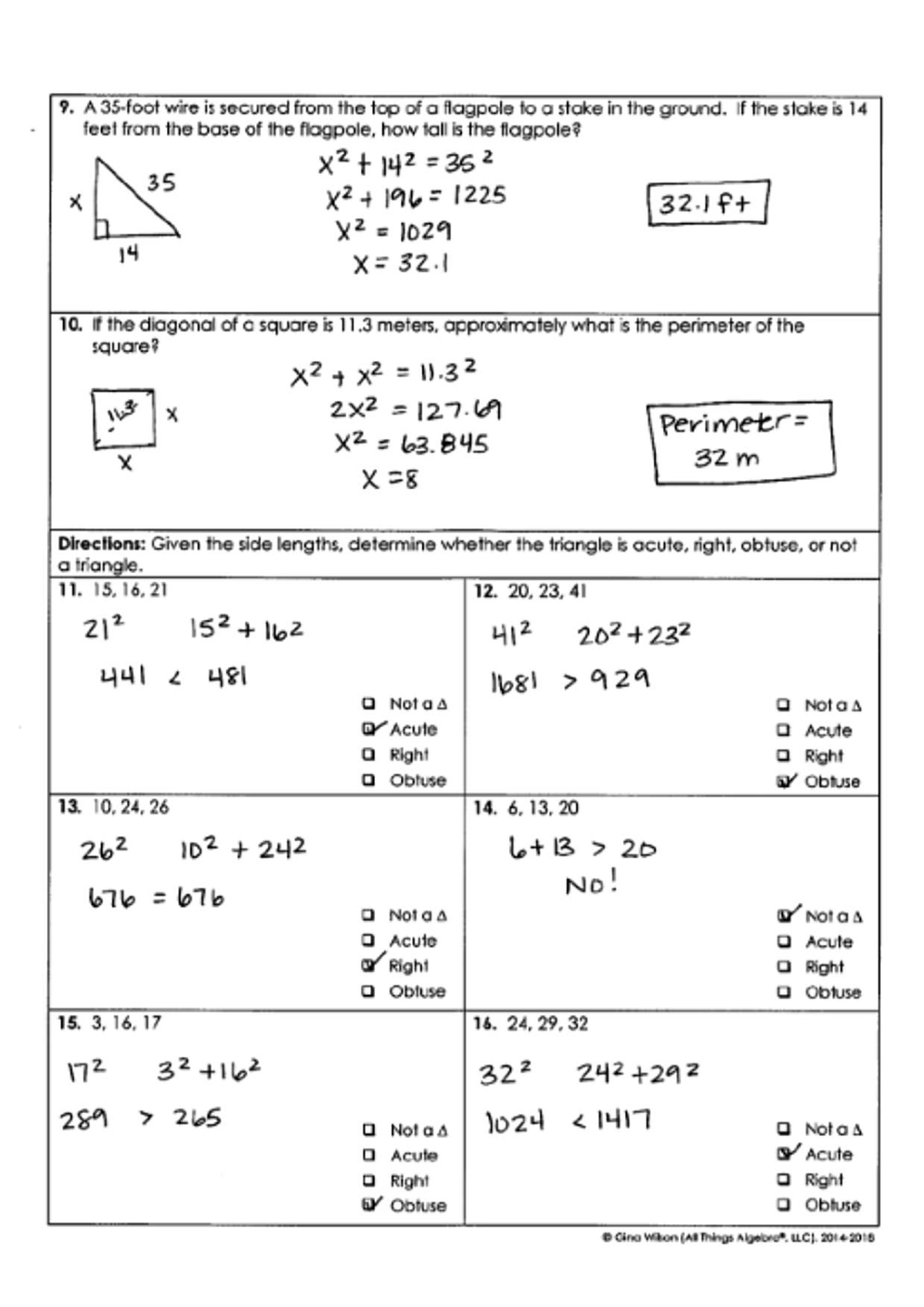 Geometry Problems and Solutions: Flagpole Height & Triangle Types - Studocu