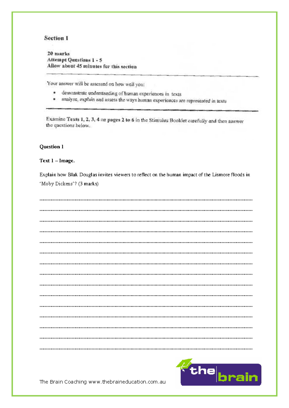 Normanhurst Boys 2022 English Trial Paper 1: Text Analysis & Reflection ...