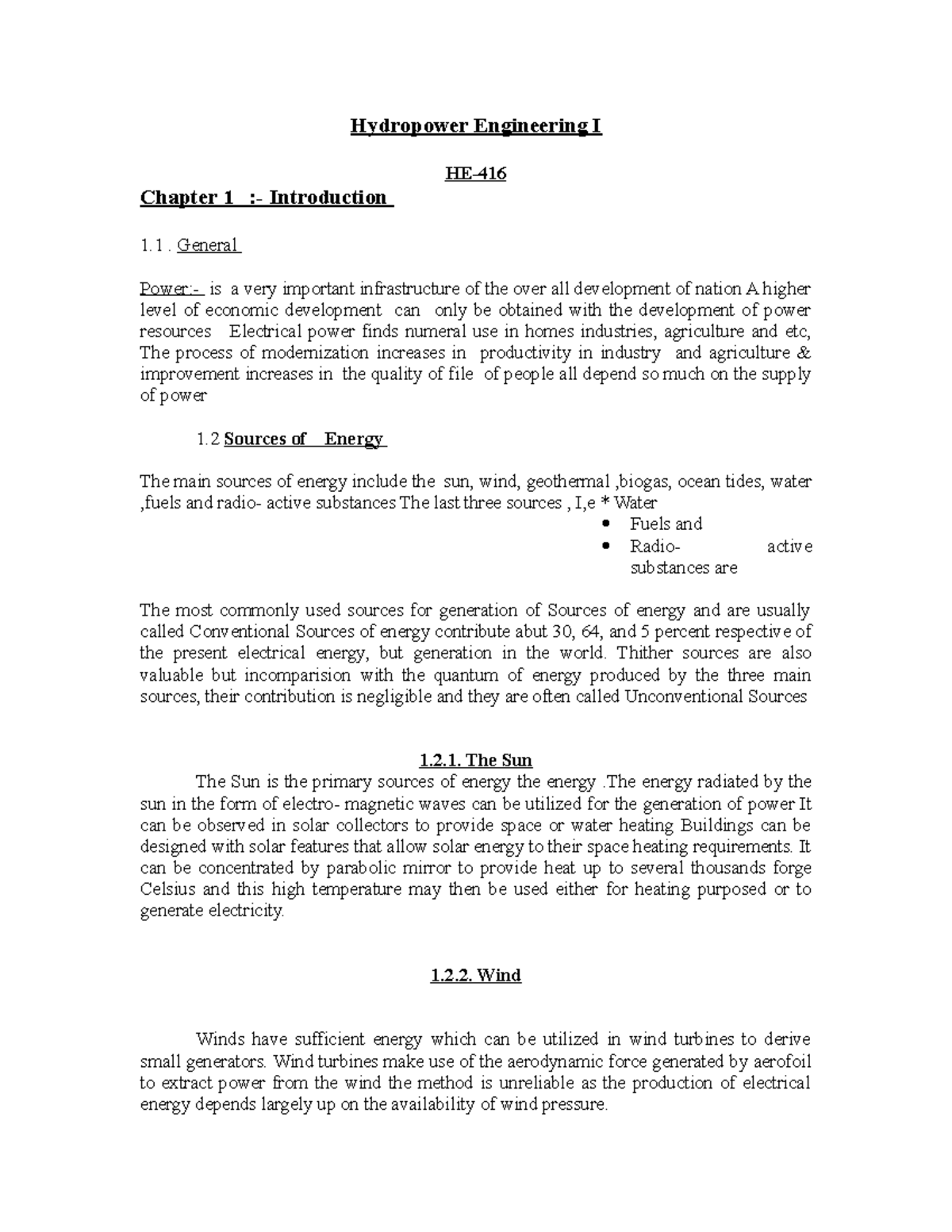 Hydropower Engineering I: Chapter 1 - Introduction to Energy Sources ...