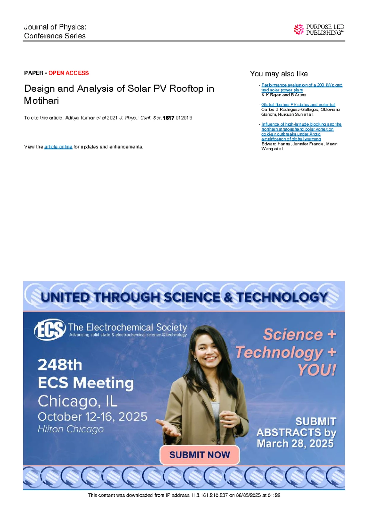Design & Performance Analysis of Solar PV Rooftop Systems Using PVSYST ...