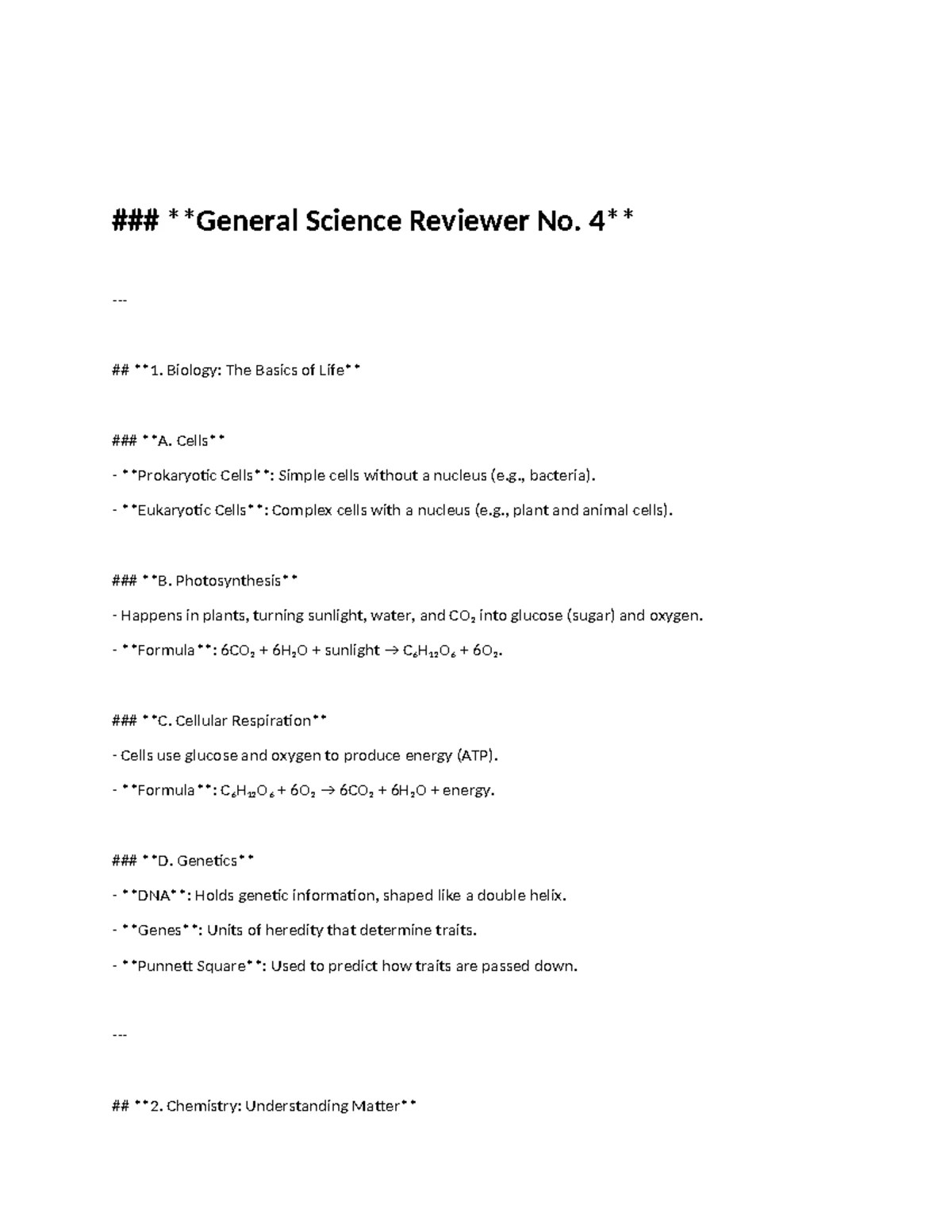 General Science Reviewer #5: Key Concepts in Bio, Chem & Physics - Studocu