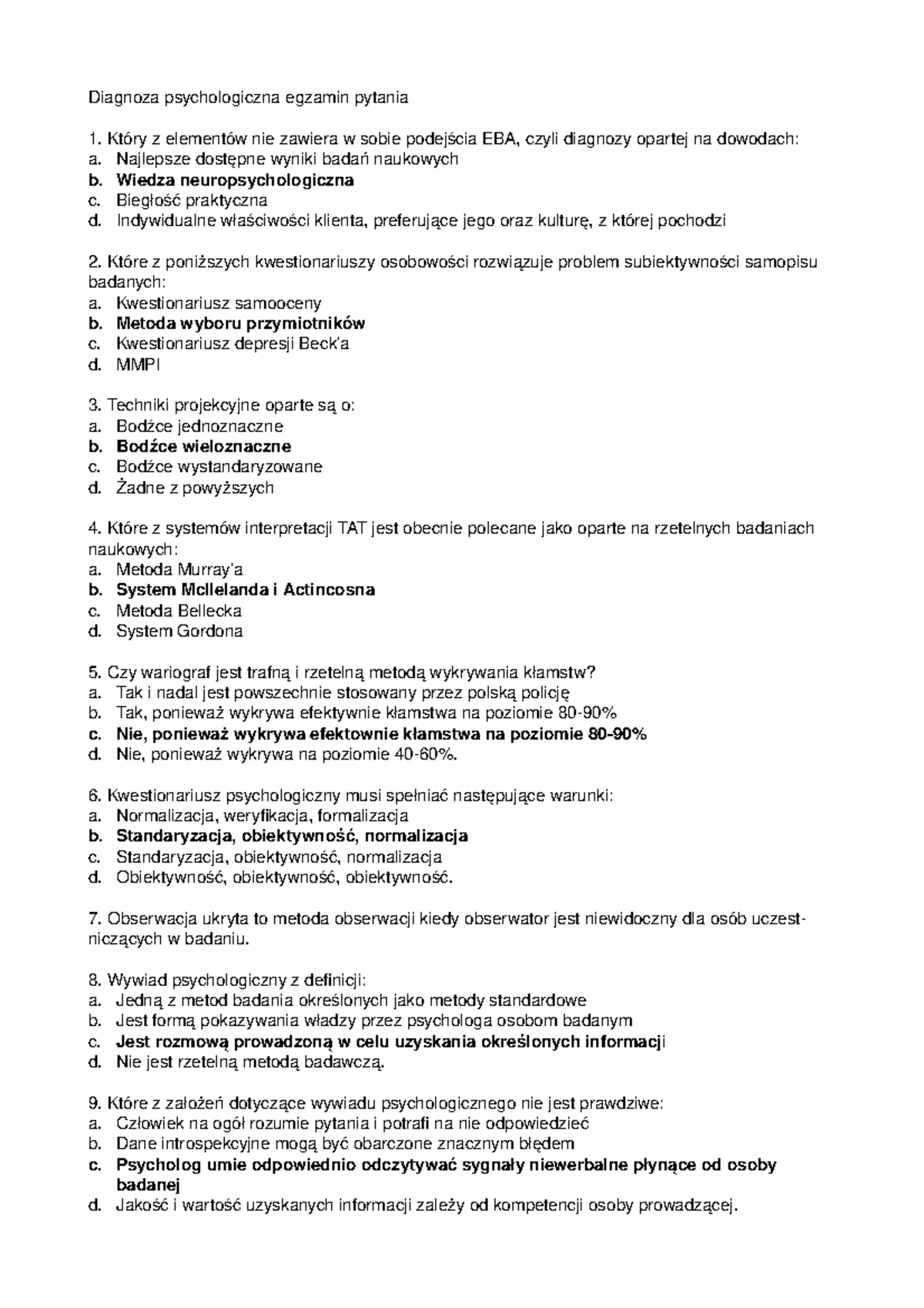 TEST NIEDOKOŃCZONYCH ZDAŃ - WERSJA DLA DOROSŁYCH - D - Studocu