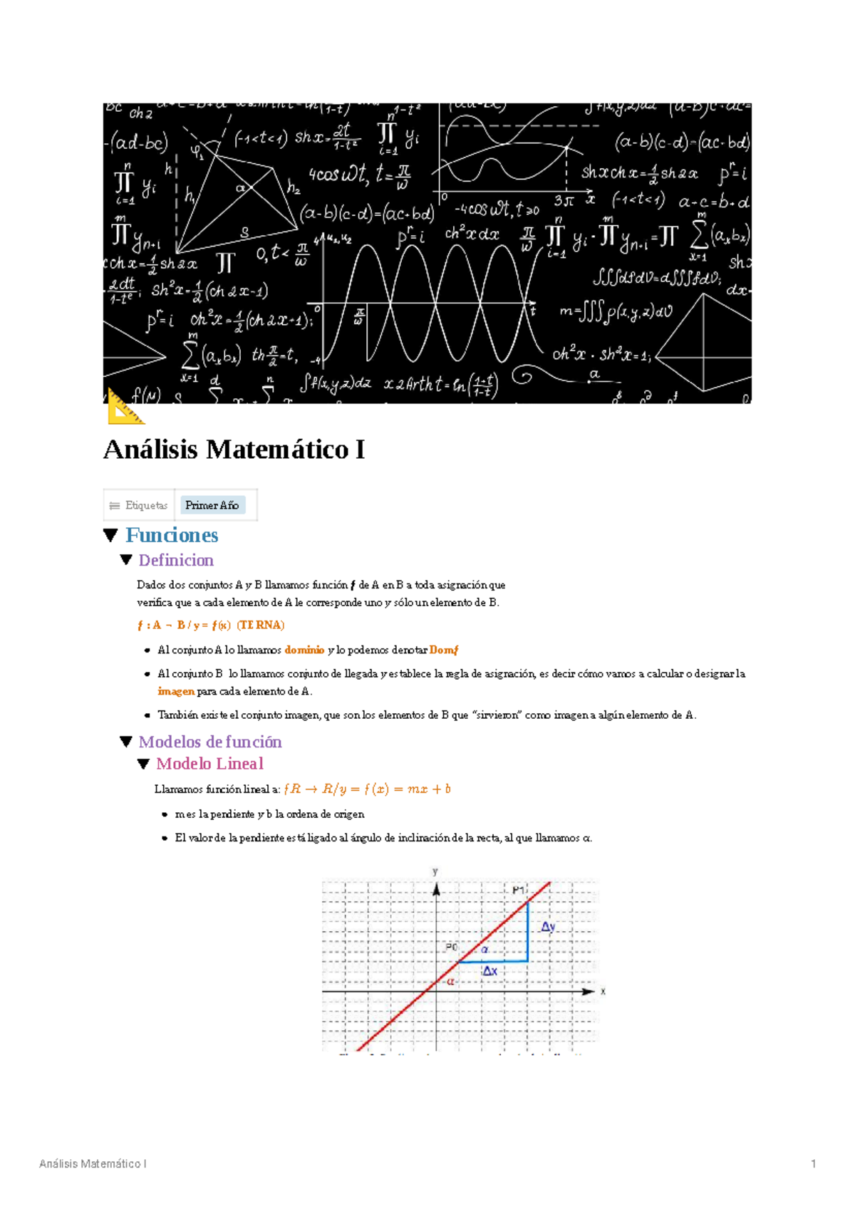 Apuntes de Análisis Matemático I: Funciones y Derivadas - Document Preview